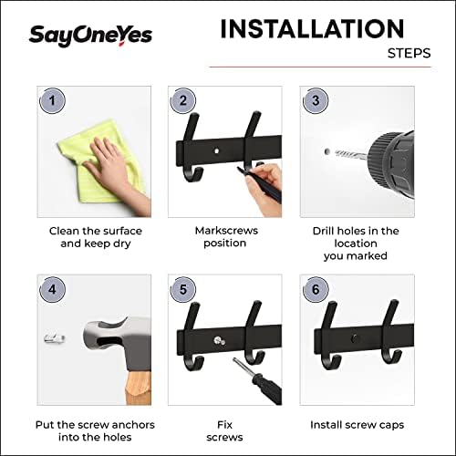 Coat Rack Wall Mount – 17 Inch Stainless Steel Hook Rail - Image 7