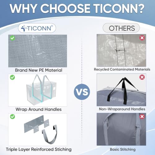 TICONN 4 Pack Extra Large Moving Bags Heavy Duty - Image 7