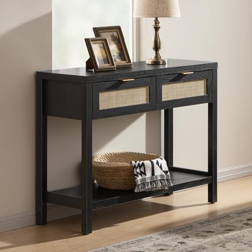 SICOTAS Black Rattan Console Table by SICOTAS