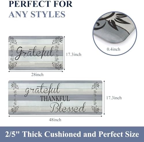 HEBE Anti Fatigue Kitchen Mat Set of 2, Cushioned Kitchen Mats - Image 2