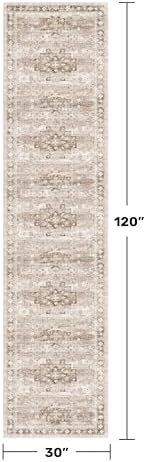 Beige Washable 2'6"x10' Extra Long Runner Rugs - Image 2