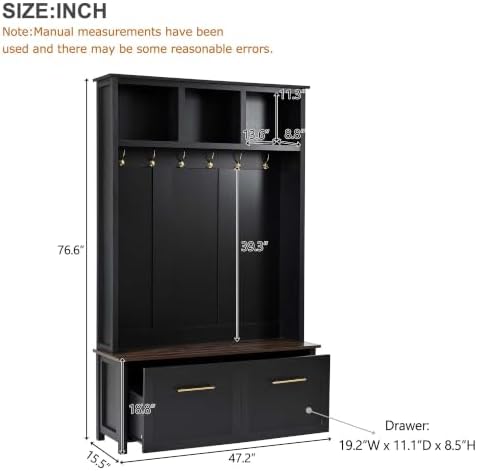 4-in-1 Hall Tree with Storage Bench Shoe Organizer/ Shelves - Image 2