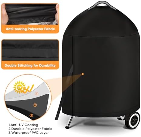 iCOVER Grill Cover for Weber 22 Inch Charcoal Kettle- Heavy Duty Waterproof BBQ - Image 3