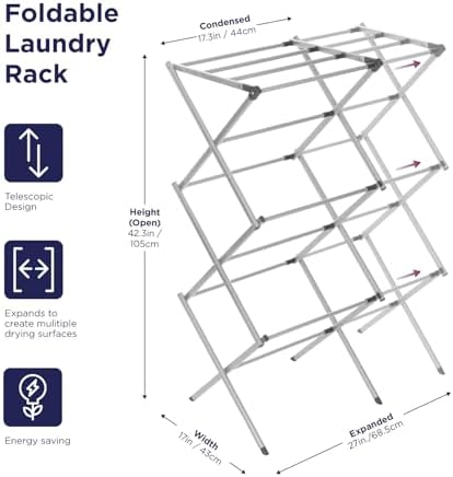 BLACK+DECKER 3 Tier Expandable Collapsing Foldable Laundry Rack - Image 2