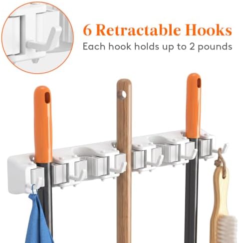 Lifewit Mop and Broom Holder Organzier Wall Hanging Mount, 2 Pack - Image 5