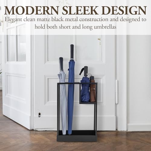 MyGift Modern Black Metal Entryway Umbrella Rack - Image 2