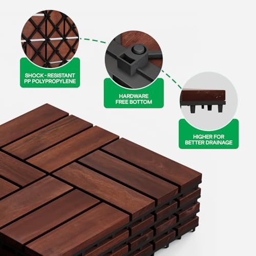IDZO Interlocking Acacia Deck Tiles 9.6 SQFT - Image 3