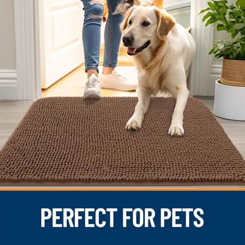 OLANLY Dog Door Mat for Muddy Paws 50x30, Super Absorbent Chenille Mud Mat - Image 6