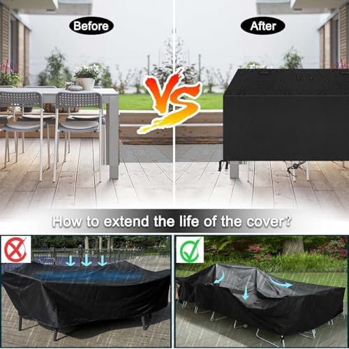 Outdoor Patio Furniture Set Covers Waterproof 600D Garden Dining Table Cover - Image 5