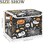 Bolaz Storage Bins with Lids and Handles, Halloween Seamless Pumpkins Spider - Image 3