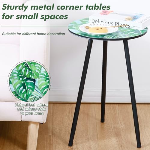 2-Pack Small Mosaic Metal Side Tables Outdoor Patio Round Accent Table Modern - Image 4