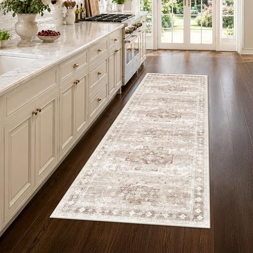 Beige Washable 8ft Long Runners by HazoHaus