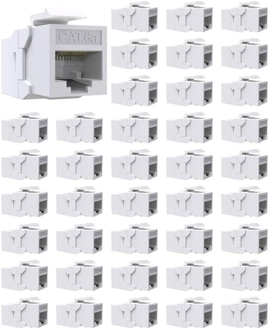 40 Pack Cat6A Keystone Jack Coupler RJ45 Female to Female Ethernet Wall Jack by VANDESAIL
