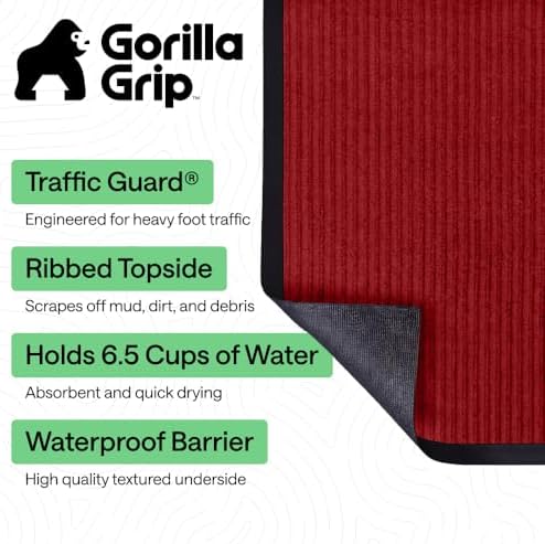 GORILLA GRIP Traffic Guard Indoor Outdoor Heavy Duty Door Mat, 47x35 Red - Image 2