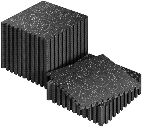 SUPERJARE 0.56'' Thick 144 Sq Ft Rubber Top Gym Flooring by SUPERJARE