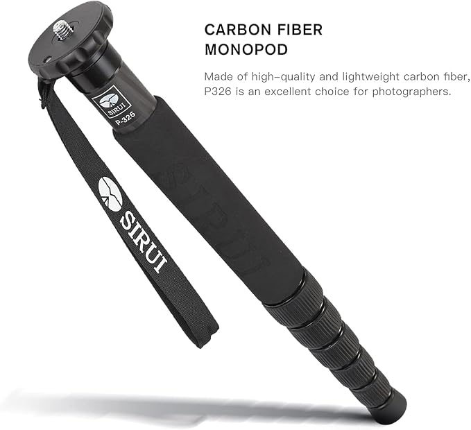 SIRUI Camera Monopod P-326 6 Section Carbon Fiber Compact Lightweight Travel - Image 9