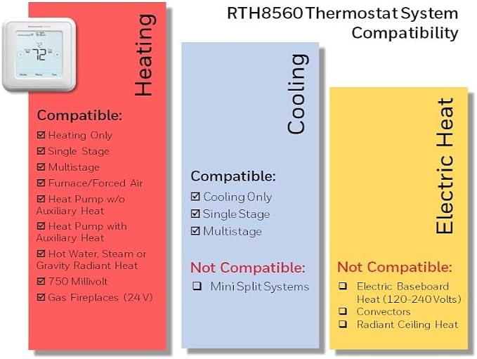 Honeywell Home RTH8560D 7 Day Programmable Touchscreen Thermostat - Image 3
