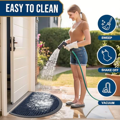 Smiry Half Circle Front Door Mat Outside Entrance, Rubber Doormat - Image 6
