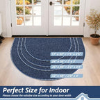 BEQHAUSE Dirt Trapper Door Mat 17" x 30" Half Circle Non Slip Rugs - Image 2