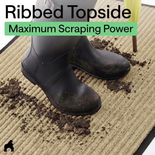 GORILLA GRIP Traffic Guard Indoor Outdoor Heavy Duty Door Mat, 47x35 Beige - Image 4