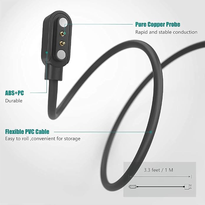 Lamshaw Compatible with TOOBUR IDW16 Smart Watch Charger, Magnetic USB Cable - Image 5