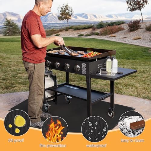 Under Grill Mat for Outdoor Grilling, 90 x 48 inches Double-Sided Fireproof - Image 5