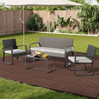 Composite Interlocking Deck Tiles Outdoor, 9 Pack, Light Coffee Color - Image 7