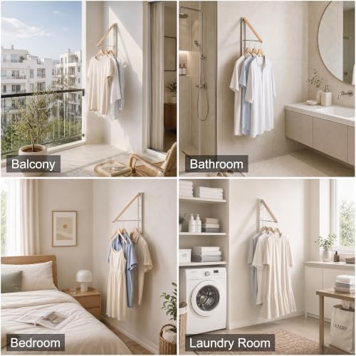 LEQ Clothes Drying Rack Wall Mounted, Foldable Laundry Drying Rack - Image 5