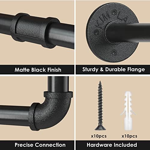 Wall Mounted Clothes Rack 24in, Industrial Pipe Wall Mount Clothing Rack - Image 7