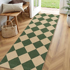 Lessymo Kitchen Runner Rug 2x6 Checkered Jute Rugs Washable Non Slip by Lessymo