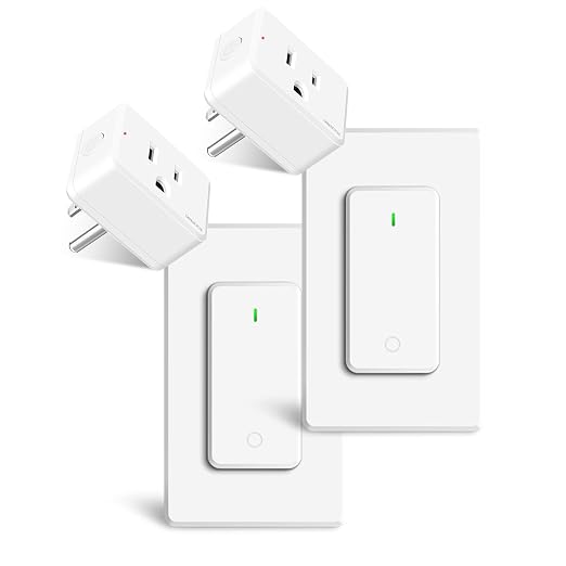 Remote Switch Outlet 2Sets, Wireless On/Off Light Switch Wall Mounted, TUV by greencycle
