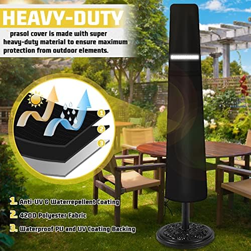 Patio Umbrella Cover Outdoor Umbrella Cover Waterproof Durable 420D Polyester - Image 3