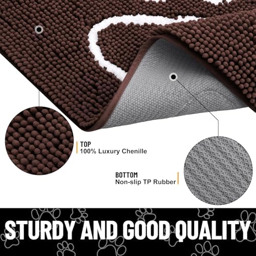 Smiry Dog Door Mat for Muddy Paws, Absorbent Non Slip Dirt Trapper - Image 3