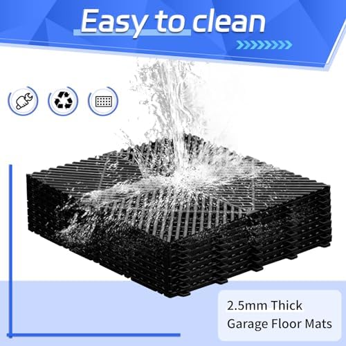 Barydat 72 Pcs 12x12 Garage Floor Tiles Interlocking Drainage - Image 3