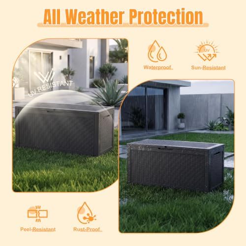 Outdoor Storage Box, 160 Gallon Waterproof Resin Deck Box - Image 4