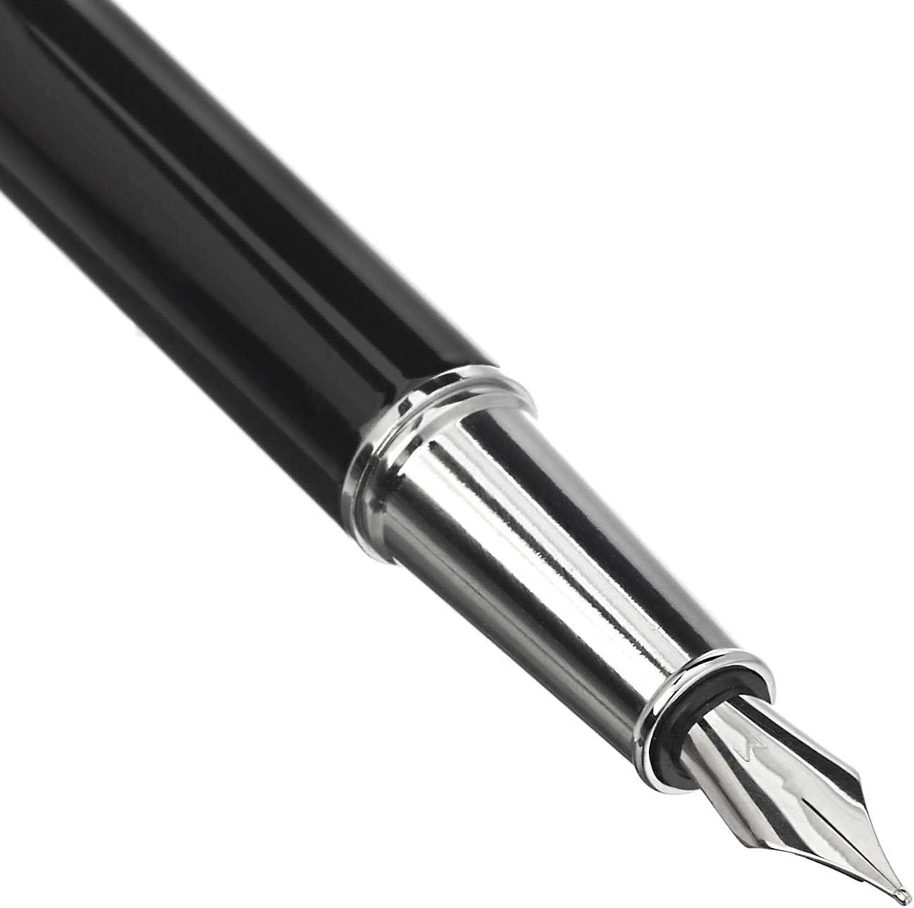 Amazon Basics Fountain Pen with two replacement cartridges- Medium Point, Black Ink
