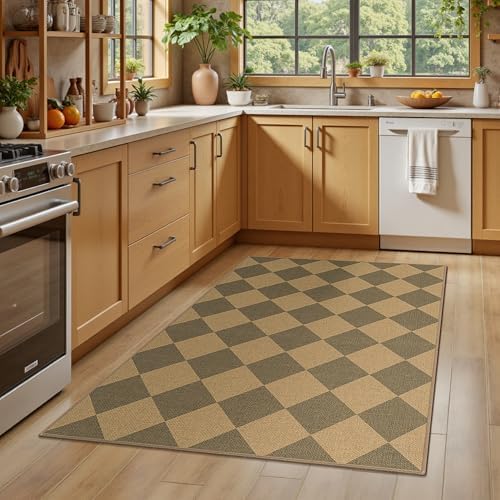 Lessymo Checkered Entryway Rug 3x5, Easy Jute Washable Rugs - Image 5