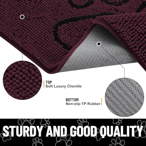 Smiry Dog Door Mat for Muddy Paws, Absorbent Non Slip Dirt Trapper - Image 4