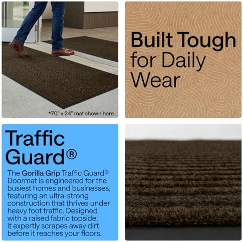 GORILLA GRIP Traffic Guard Indoor Outdoor Heavy Duty Door Mat, 47x35 Brown - Image 3