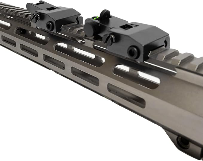 Fiber Optic Flip Up Iron Sights Picatinny Rail Mounted Front and Rear Backup - Image 5