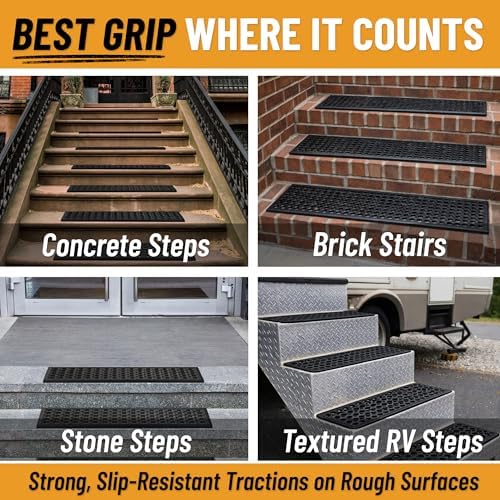 Ottomanson Outdoor Rubber Stair Treads – Circles Heavy-Duty Non Slip Stair Mats - Image 4