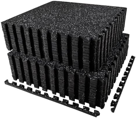 AIRHOP 0.56in Thick 96 Sq Ft Exercise Equipment Mats, 24 Tiles Upgraded Rubber by Airhop