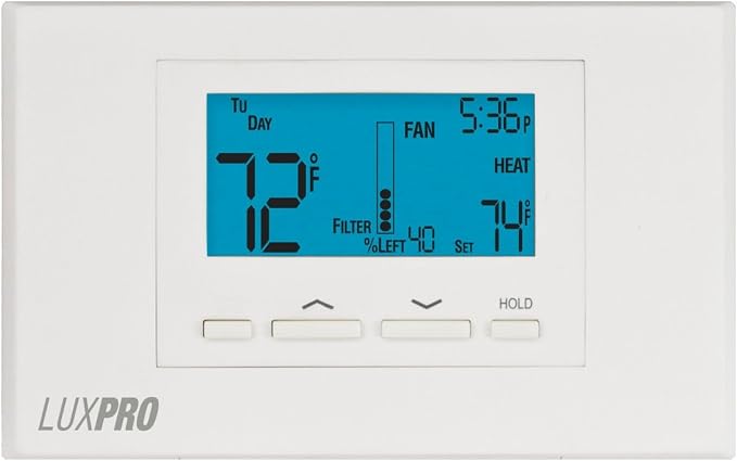 Lux Pro P621U-010 Programmable 5-1-1 Day Thermostat, 2 Heat, 1 Cool, Batteries by Lux
