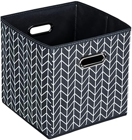 Black Foldable Storage Cubes Bins, Fabric Storage Box Cubes Organizer Baskets by HEAYEEG