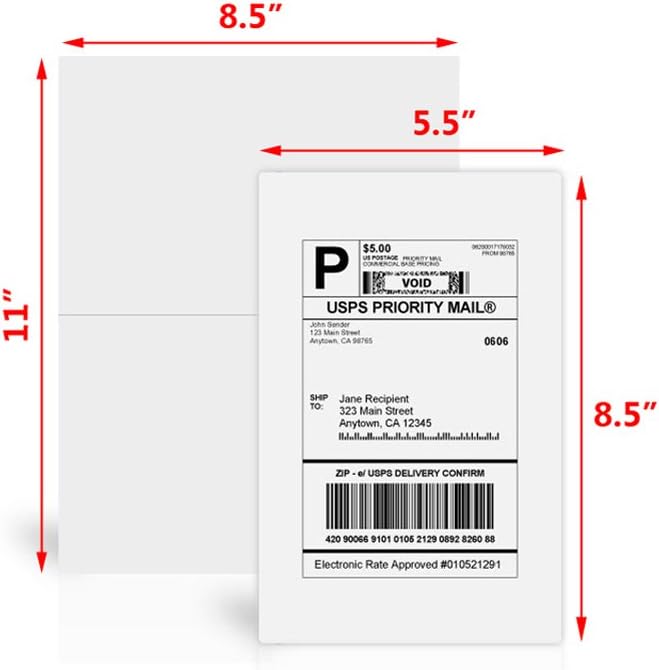 9527 Product Half Sheet Self Adhesive Shipping Labels for Laser & Inkjet Printers White Blank,2 Labels per Sheet (500 Lables)
