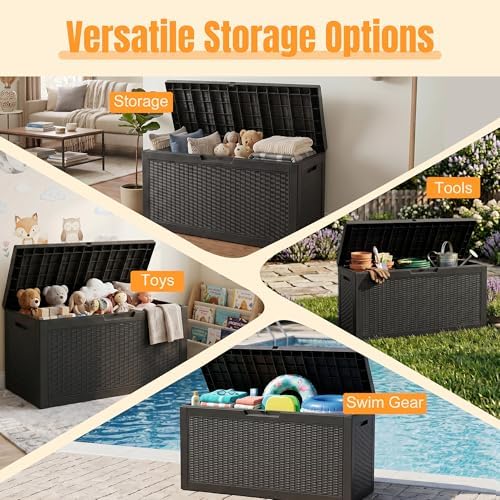 Outdoor Storage Box, 100 Gallon Waterproof Resin Patio Deck Box - Image 5