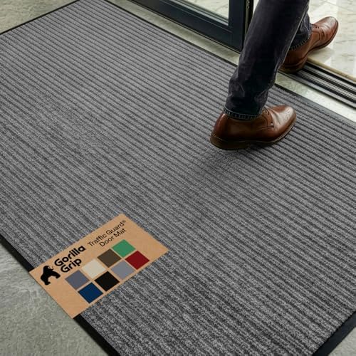 GORILLA GRIP Traffic Guard Indoor Outdoor Heavy Duty Door Mat 72x48 Lt Gray by GorillaGrip