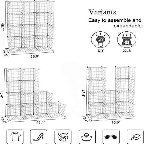 C&AHOME Wire Cube Storage, 12-Cube Storage Organizer Metal, C Grids - Image 3
