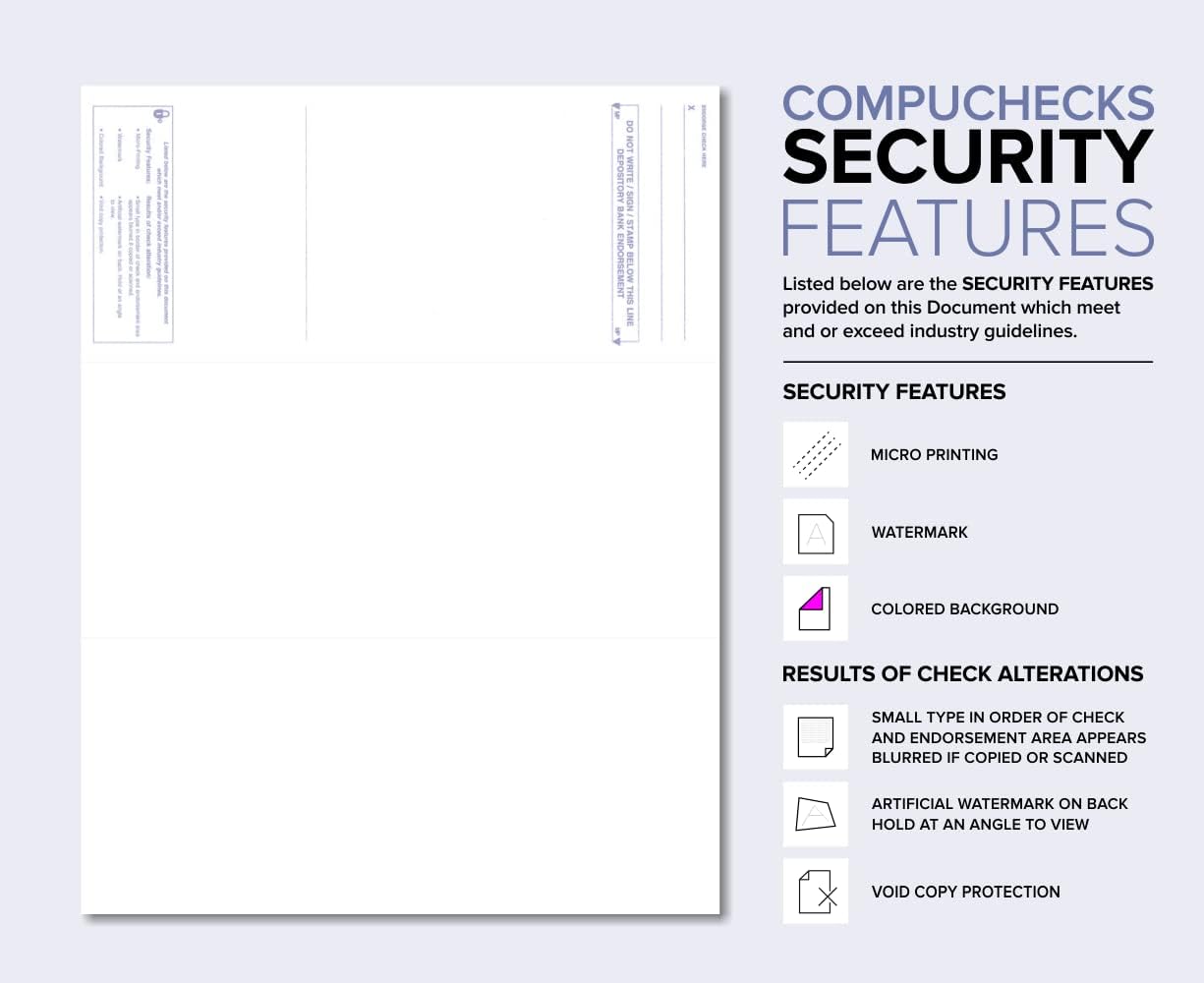 Compuchecks Check on Top Blank Check Paper - 1000 Pack, Quick-Books & Laser Printer Compatible - Security Business Checks with Voucher - 8.5" x 11" Brown Diamond