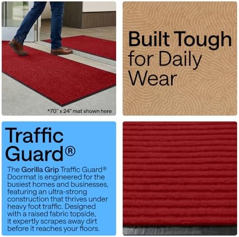 GORILLA GRIP Traffic Guard Indoor Outdoor Heavy Duty Door Mat, 59x24 Red - Image 3